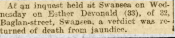 Newspaper report of Inquest into death of munitions worker Esther Devonald